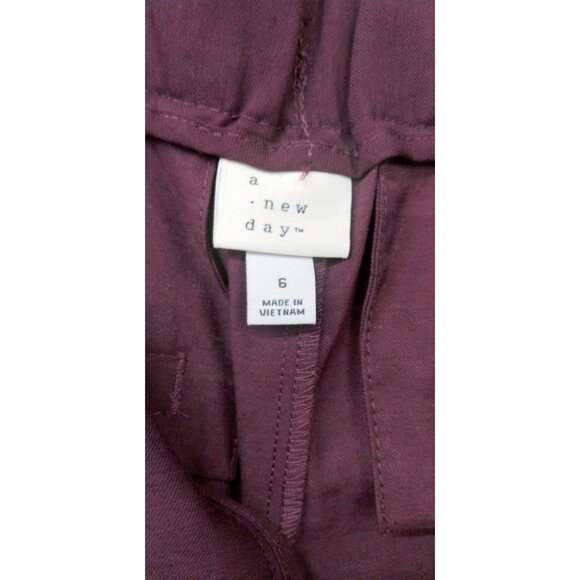 NWT A New Day Women's 6 Burgundy High-Rise Pleat Front Straight Trousers Pants - Picture 7 of 11